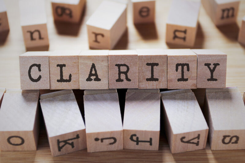 CLARITY Word In Wooden Stamp Cube