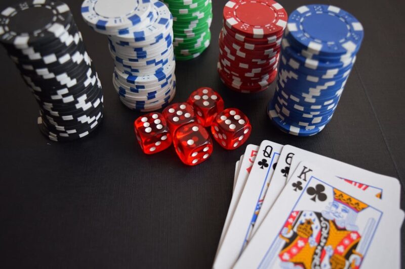 casino cards, dices and chips