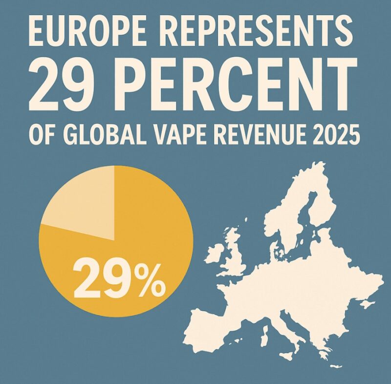 Europe represents 29 percent of global vape revenue in 2025