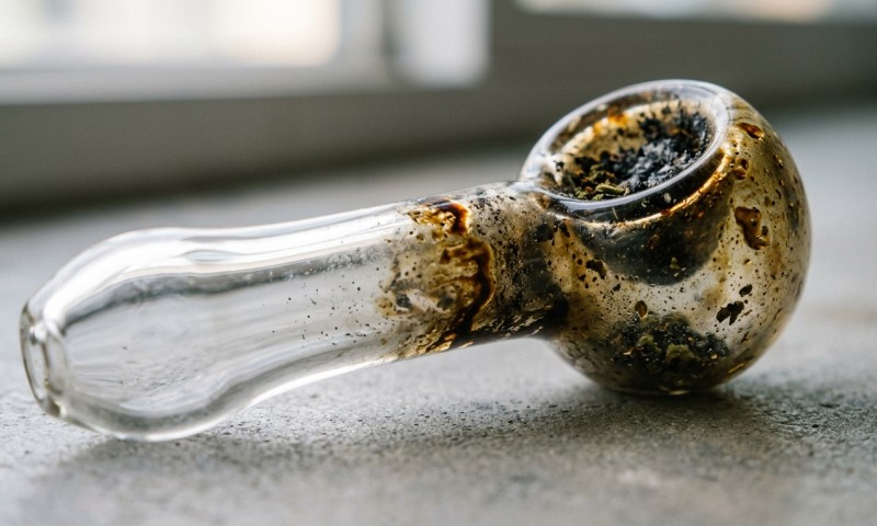 dirt buildup in a glass pipe
