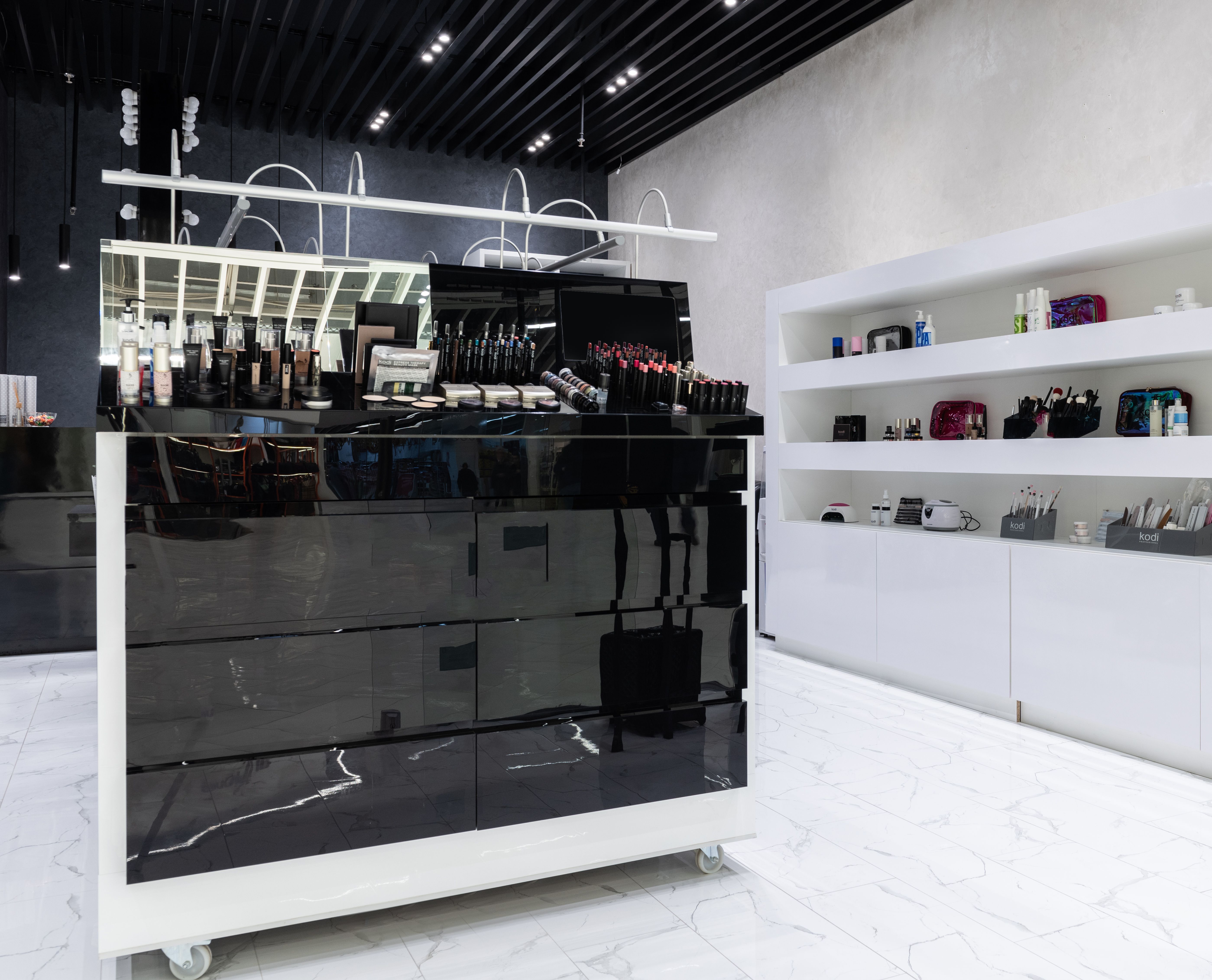 Sleek contemporary professional retail display in a modern store interior